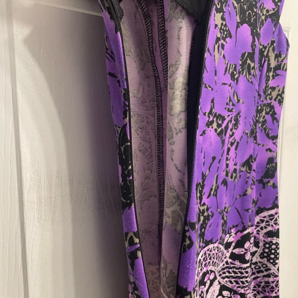 Purple and black paisley/ floral/ lace printed Dress - Picture 6 of 7